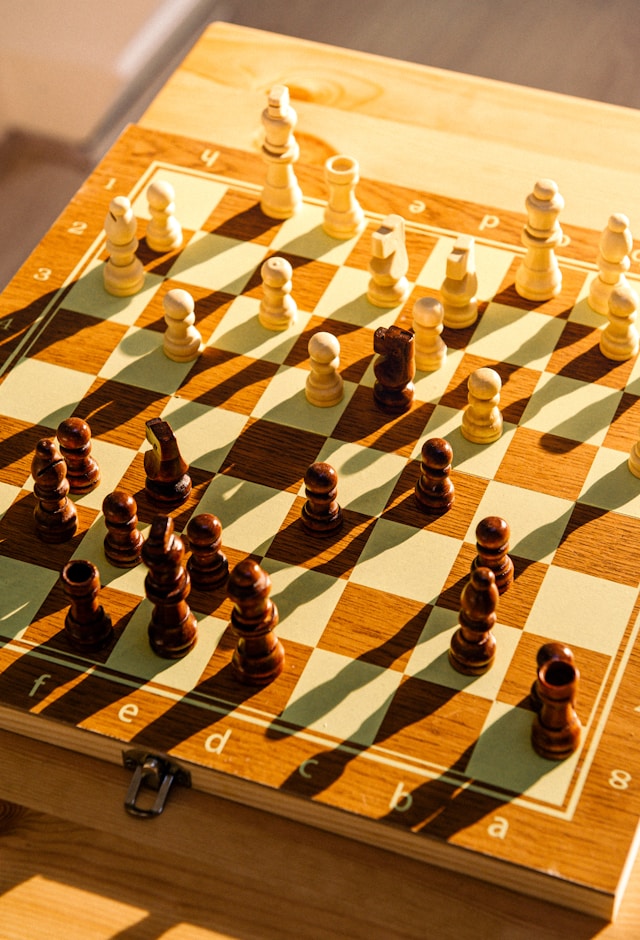 Friends playing chess together